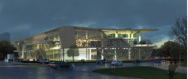 Night rendering of the 1,500 m² office building