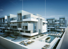 Architectural rendering of RIADA resort with pool